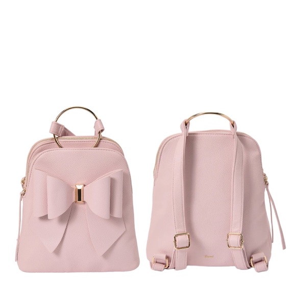 NEW!!! Vegan Leather Bowtie Pink Backpack Hand Bag - Picture 4 of 12